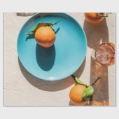 Sinaasappel op bord cadeaupapier (Vlak)