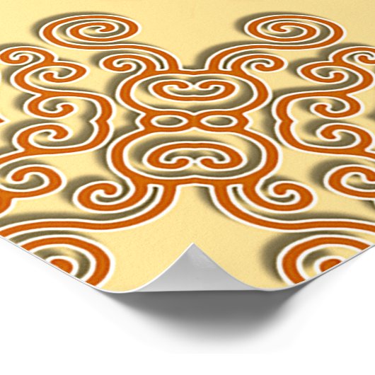 sinaasappel op crème arabesk design poster (Hoek)