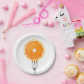 Sinaasappel op een vork papieren bordje (Feest)