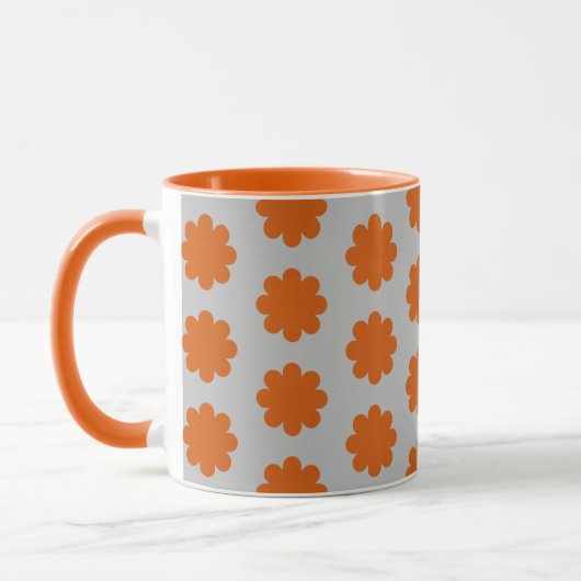 Sinaasappel op Grey Retro Flower Art Mok Cup (Links)