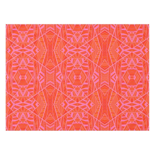 Sinaasappel op roze Geometrische Patroontablet doo Tafelkleed (Voorkant (Horizontaal))