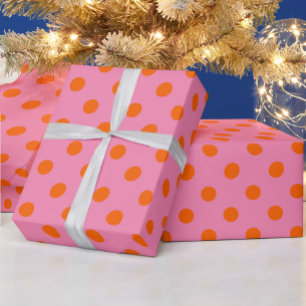 Sinaasappel op roze stippen Patroonontwerp Cadeaupapier