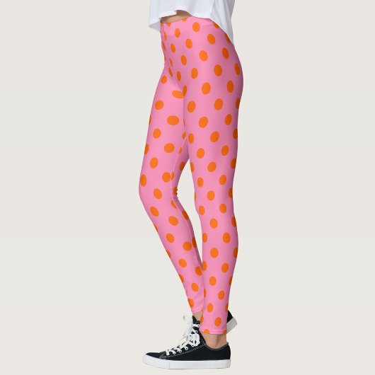 Sinaasappel op roze stippen Patroonontwerp Leggings