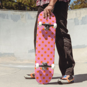 Sinaasappel op roze stippen Patroonontwerp Persoonlijk Skateboard