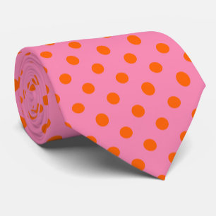 Sinaasappel op roze stippen Patroonontwerp Stropdas