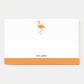 Sinaasappel op Witte Flamingo & Rand met Naam Post-it® Notes (Voorkant)