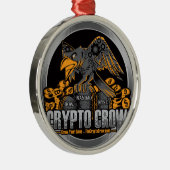 Sinaasappel op zwarte crypto-codering metalen ornament (Rechts)