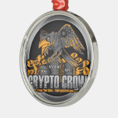 Sinaasappel op zwarte crypto-codering metalen ornament (Links)