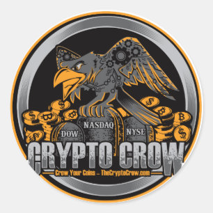 Sinaasappel op Zwarte Crypto Crow Ronde Sticker