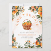 Sinaasappel Oranje Citrus QR Code Foto Bruiloft Save The Date (Voorkant)