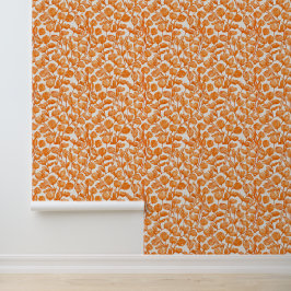 sinaasappel orchidee bloempatroon behang