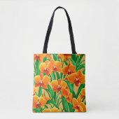 Sinaasappel Orchideeën Boodschappentas Tote Bag (Voorkant)