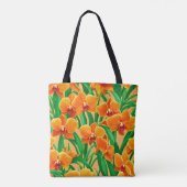 Sinaasappel Orchideeën Boodschappentas Tote Bag (Achterkant)