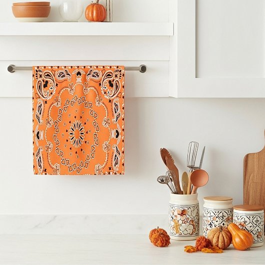 Sinaasappel oriëntaals ontwerp handdoek
