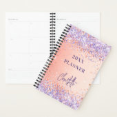 Sinaasappel paarse roos Goud Violet Glitter Script Planner (Display)