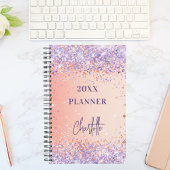 Sinaasappel paarse roos Goud Violet Glitter Script Planner