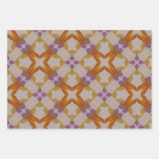 Sinaasappel & Paarse Verpakking Papier Blad Set va Inpakpapier Vel (Voorkant 3)