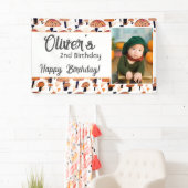 Sinaasappel Paddenstoel Patroon Herfst Foto Verjaa Spandoek (Insitu)