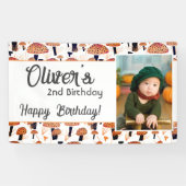 Sinaasappel Paddenstoel Patroon Herfst Foto Verjaa Spandoek (Horizontaal)