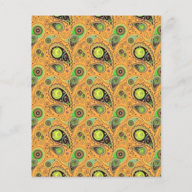 Sinaasappel paisley plakboek achtergrondpapier (Voorkant)