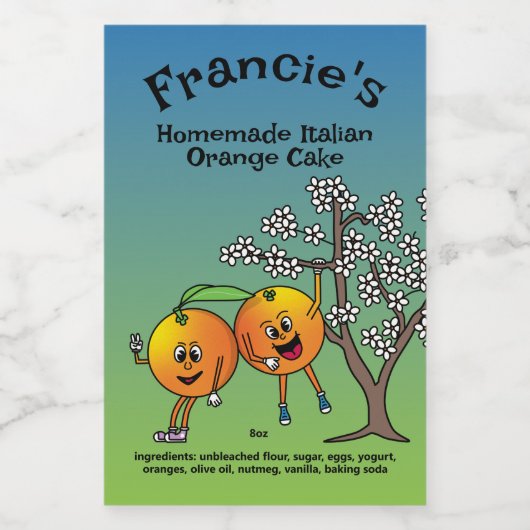 Sinaasappel Pals Grappige Cartoon Cake Marmalade e Voedselcontainer Etiket (Enkel label)