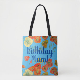 Sinaasappel papaver bloemen Birthday Mum Bag Tote Bag