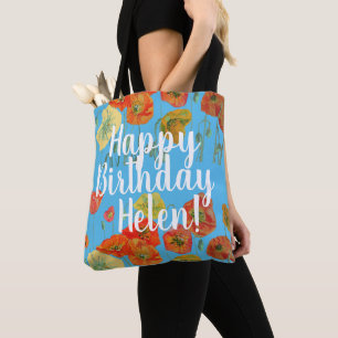 Sinaasappel papaver bloemen Birthday Womans Bag Tote Bag