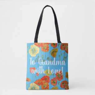 Sinaasappel papaver bloemen Grootma Love Bag Tote Bag