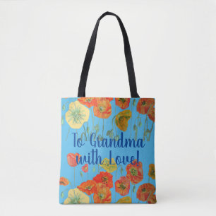Sinaasappel papaver bloemen Grootma Love Bag Tote Bag