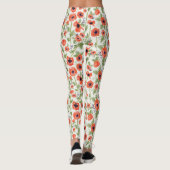 Sinaasappel papavers Waterverf Floral Pattern Leggings (Achterkant)