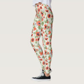 Sinaasappel papavers Waterverf Floral Pattern Leggings (Links)