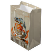 Sinaasappel - Papieren tas Medium Cadeauzakje (Voorkant Gekanteld)
