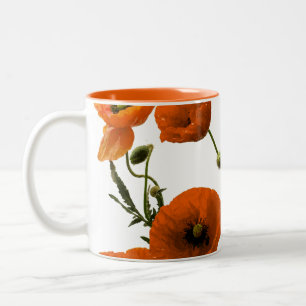 Sinaasappel papleybloemen Waterverf Floral Gifts C Tweekleurige Koffiemok