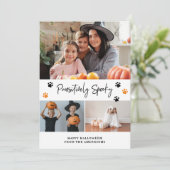 Sinaasappel Passief Spooky Pet Foto Halloween Kaar Feestdagenkaart (Staand voorkant)