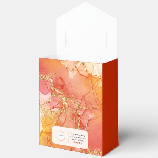 Sinaasappel Peach Gold Marble Small Business Bedankdoosjes (Open)