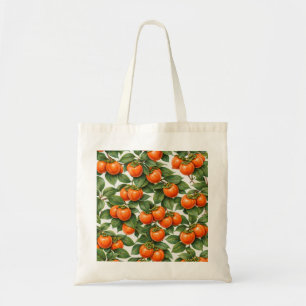 Sinaasappel Persimmon Botanisch Patroon Tote Bag