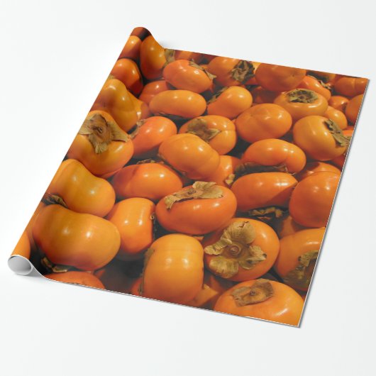 Sinaasappel Persimmon Fruits, vers Cadeaupapier (Uitgerold)