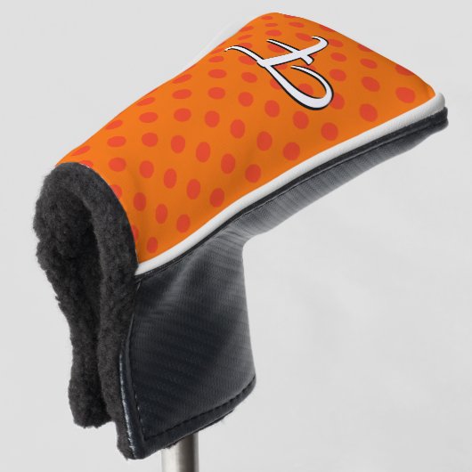 Sinaasappel Personaliseer kleurrijke polka stippen Golfheadcover (3/4 voorkant)