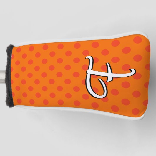 Sinaasappel Personaliseer kleurrijke polka stippen Golfheadcover (Voorkant)