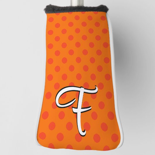 Sinaasappel Personaliseer kleurrijke polka stippen Golfheadcover (Draai 90)