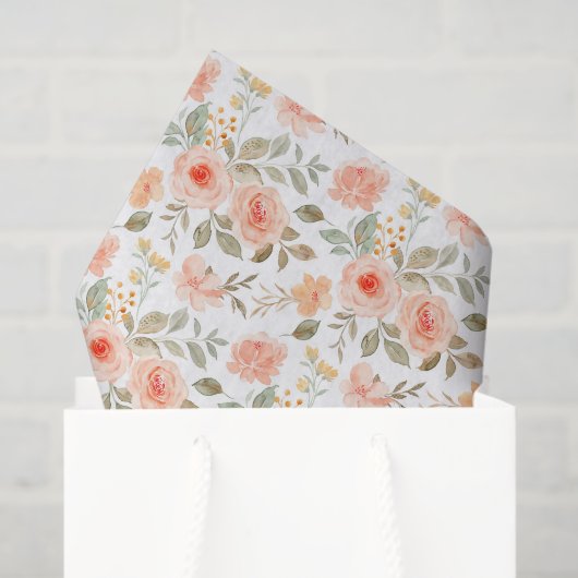 Sinaasappel Perzik Bloemendecoupeerpapier, Botanis Tissuepapier (Cadeauzakje)