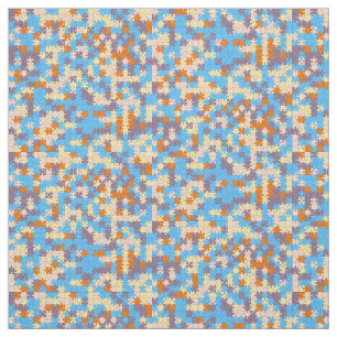 Sinaasappel, perzik, geel, blauw, Paarse puzzelpat Stof