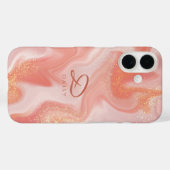 Sinaasappel Perzik Goud Glitter Marmer Case-Mate iPhone Case (Achterkant (horizontaal))