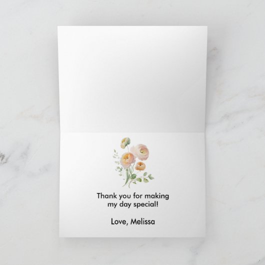 Sinaasappel Perzik Tulp Vouwde Dankkaart Bedankkaart (Binnen)