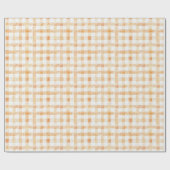 Sinaasappel Perzik Witte Gestreepte Plaid Verjaard Cadeaupapier (Vlak)