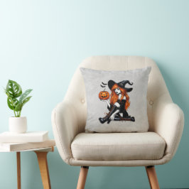 Sinaasappel Pin Up Heks Kussen