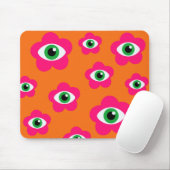 Sinaasappel&Pink Evil Evil Eye Flowers Muismat (Met muis)