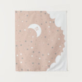 Sinaasappel Pink Moon en Stars Night Sky Wandkleed (Voorkant)