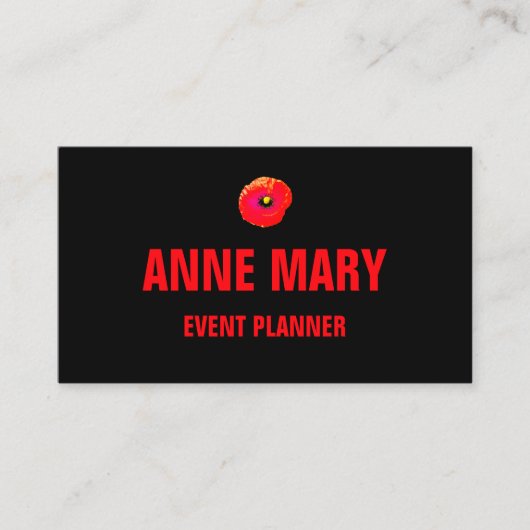 Sinaasappel Pioen Bloemen Custom Zwart Professione Visitekaartje (Voorkant)