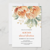 Sinaasappel Pioen Gouden Bladgroen 16e Verjaardag Kaart (Voorkant)